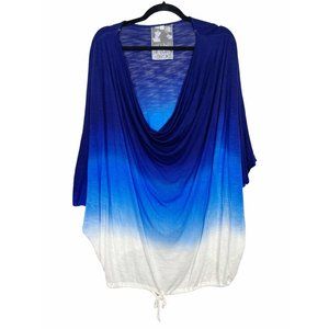 Young Fabulous & Broke Blue Ombre Tunic Top Dolman Sleeve Size L